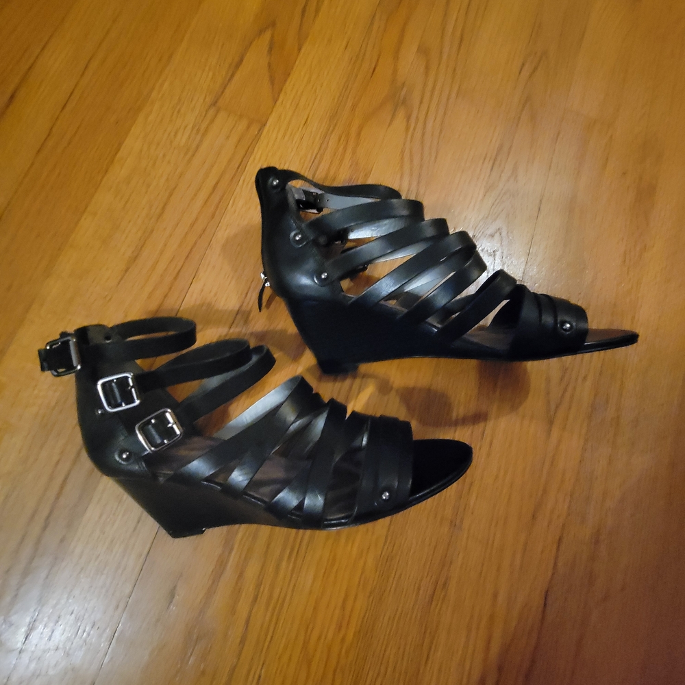 Sam Edelman Black Strappy Wedges